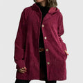 Women's Corduroy Longline Button-Front Jacket With Side Pockets