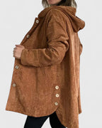 Women's Corduroy Longline Button-Front Jacket With Side Pockets
