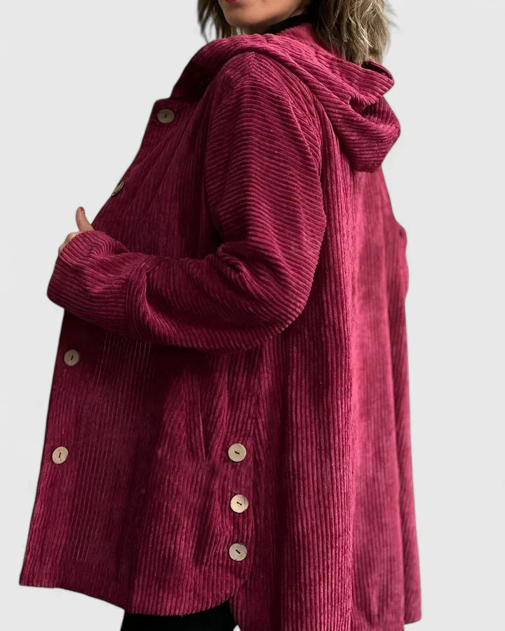 Women's Corduroy Longline Button-Front Jacket With Side Pockets