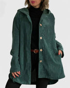 Women's Corduroy Longline Button-Front Jacket With Side Pockets