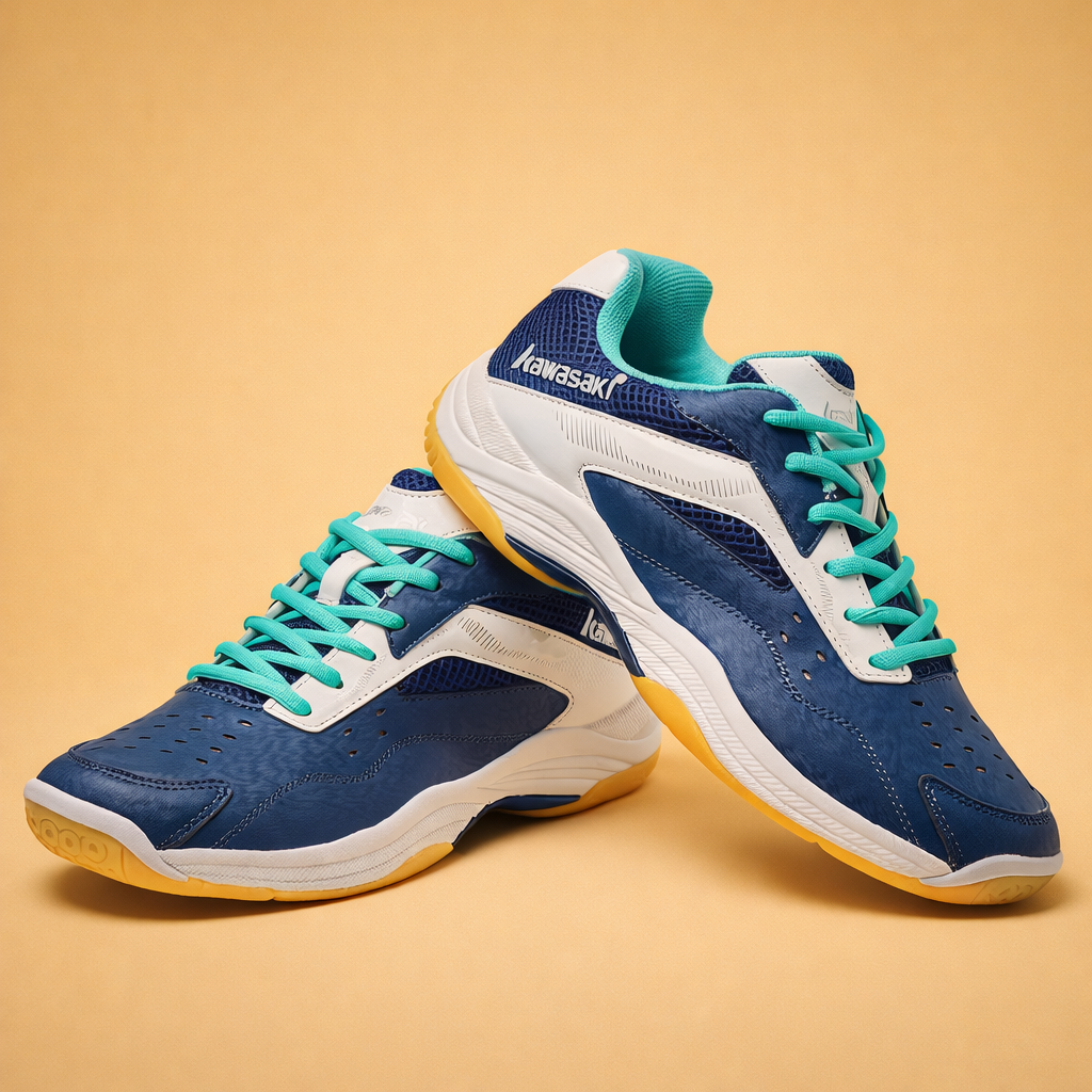White men's lightweight sports trainers with an anti-slip sole