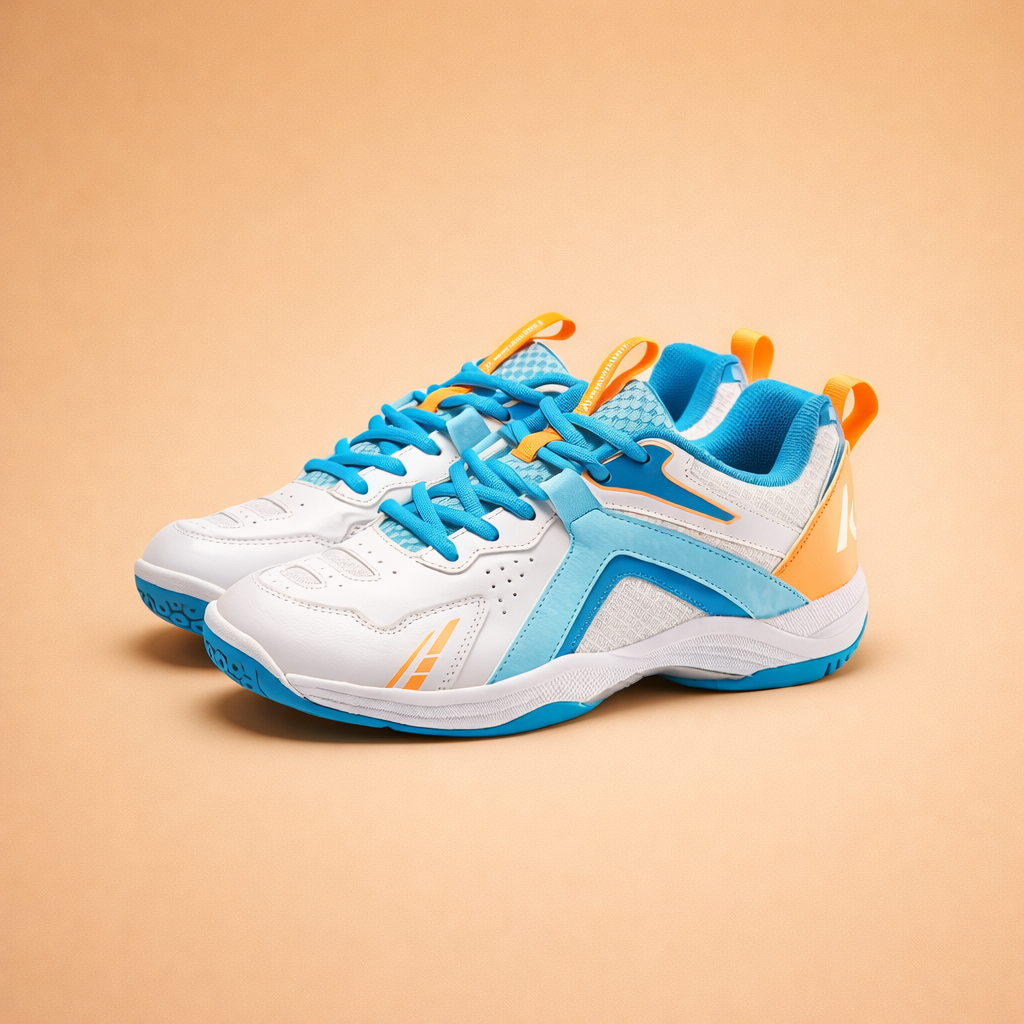 White men's lightweight sports trainers with an anti-slip sole