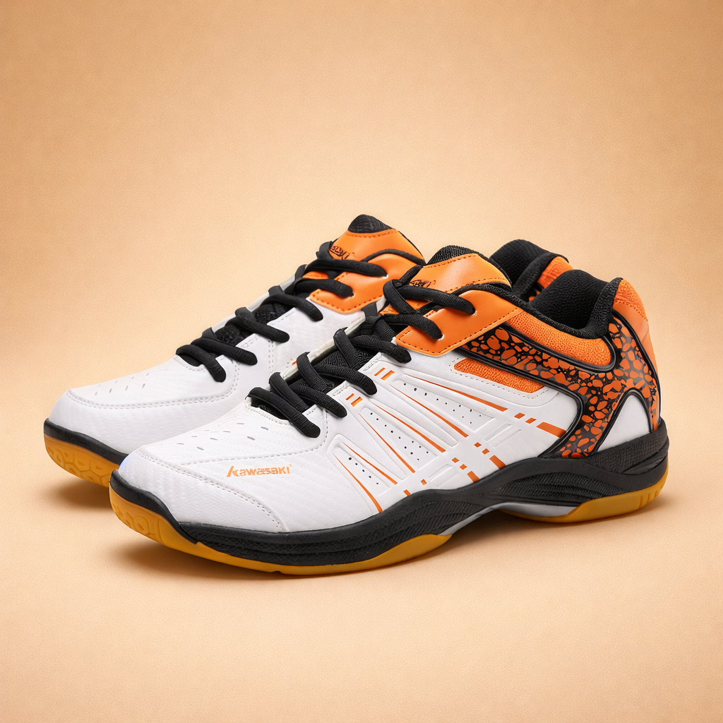 White men's lightweight sports trainers with an anti-slip sole