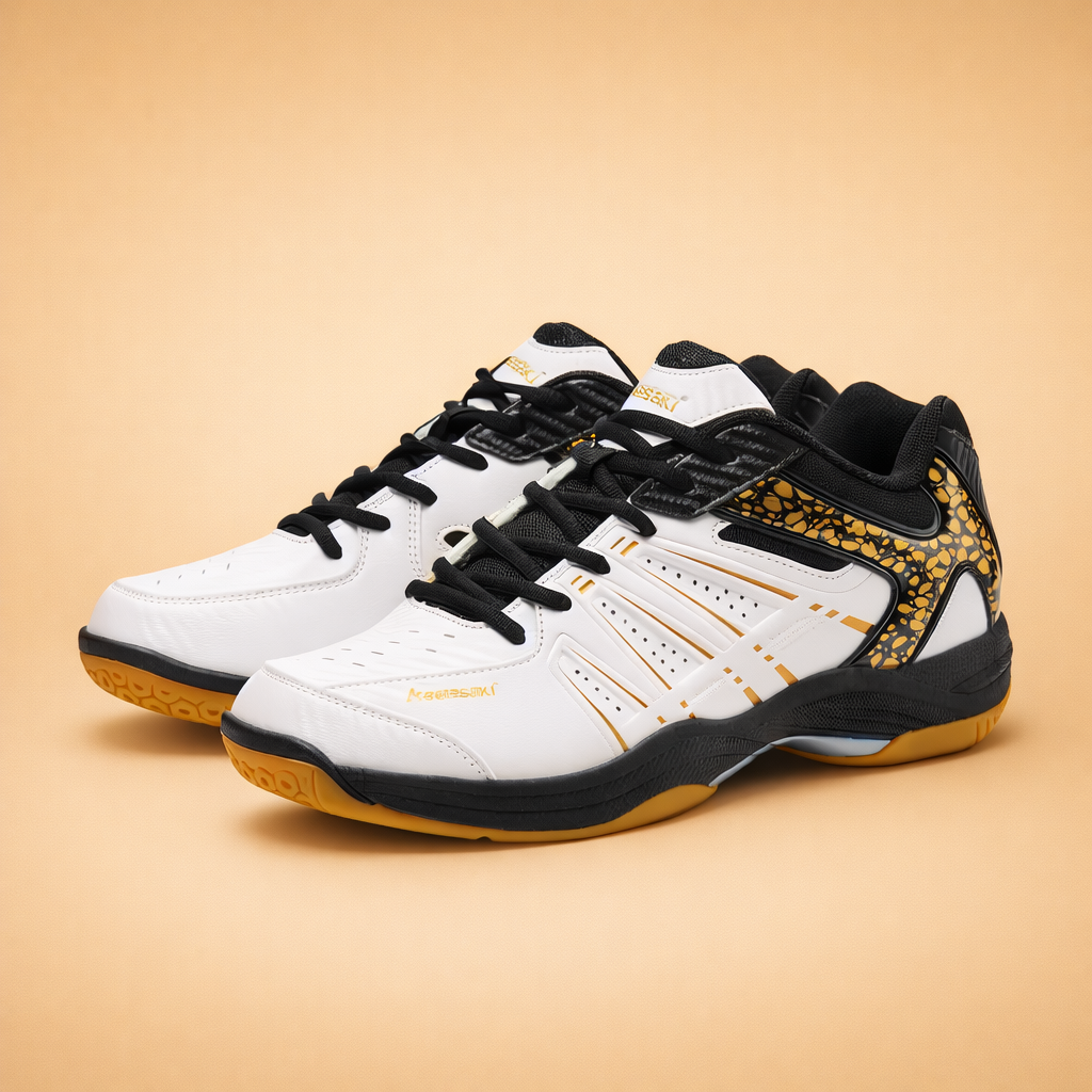 White men's lightweight sports trainers with an anti-slip sole